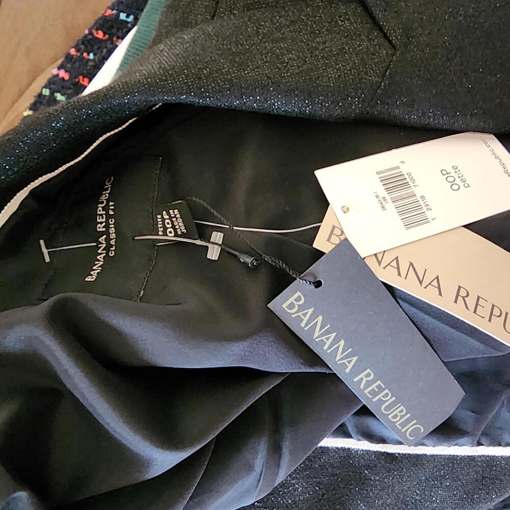 NWT Banana Republic Black sparkle blazer jacket 00P  adorable for holidays - Picture 5 of 5